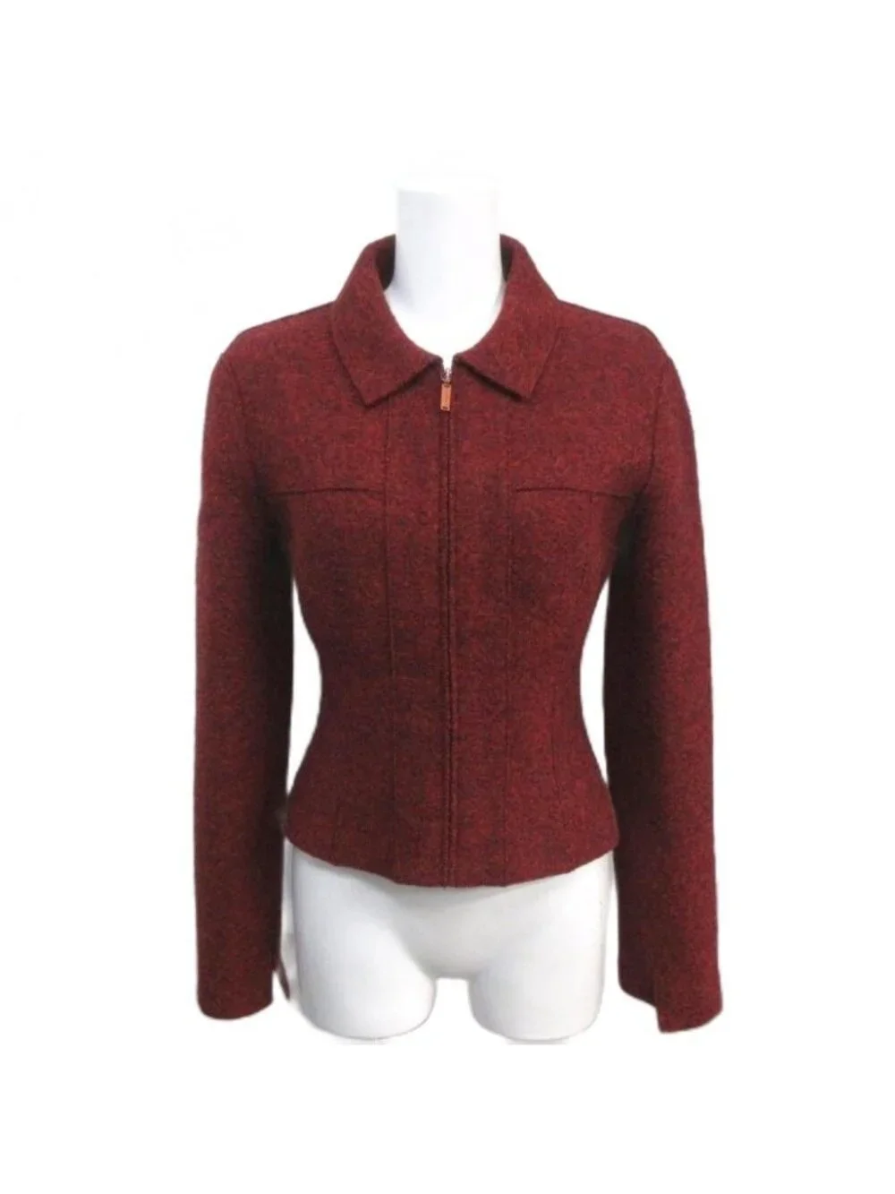Chanel 99A Vintage Tyrolean Wool Jacket Felt Bordeaux 38